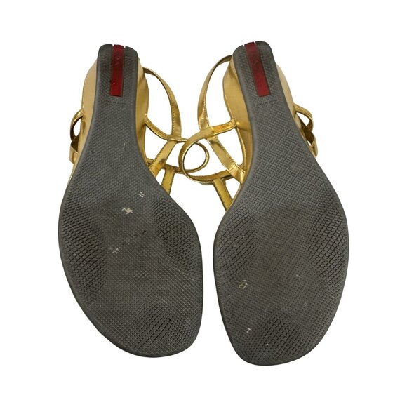 PRADA Gold Thong Sandals Size 6-7 - Picture 4 of 6